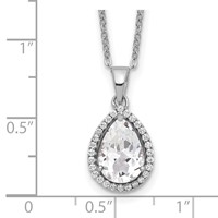 Sterling Silver Rhodium Created White Topaz & CZ Necklace view 3