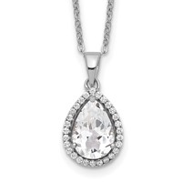 Sterling Silver Rhodium Created White Topaz & CZ Necklace view 1