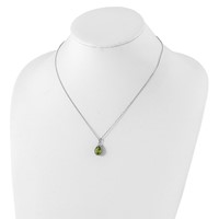 Sterling Silver Rhodium Polished Simulated Peridot & CZ Necklace view 4