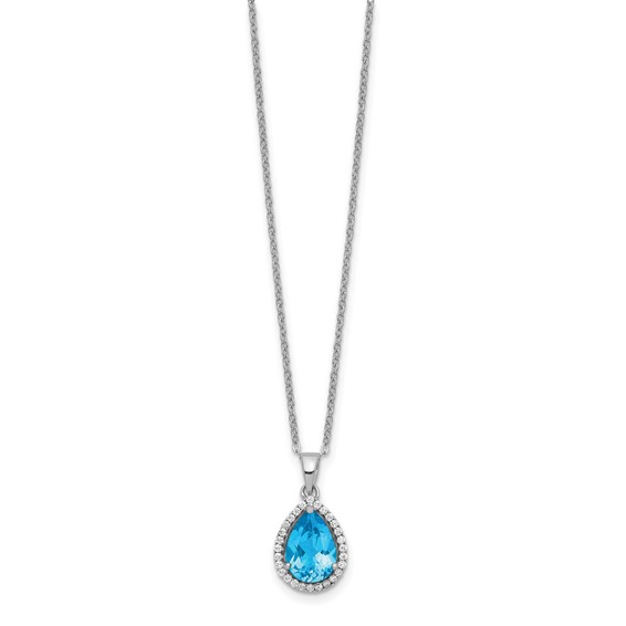 Sterling Silver Rhodium Birthstone & CZ Necklaces