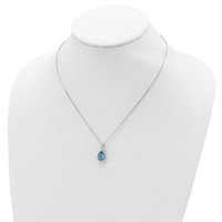 Sterling Silver Rhodium Polished Blue Topaz & CZ Necklace view 4