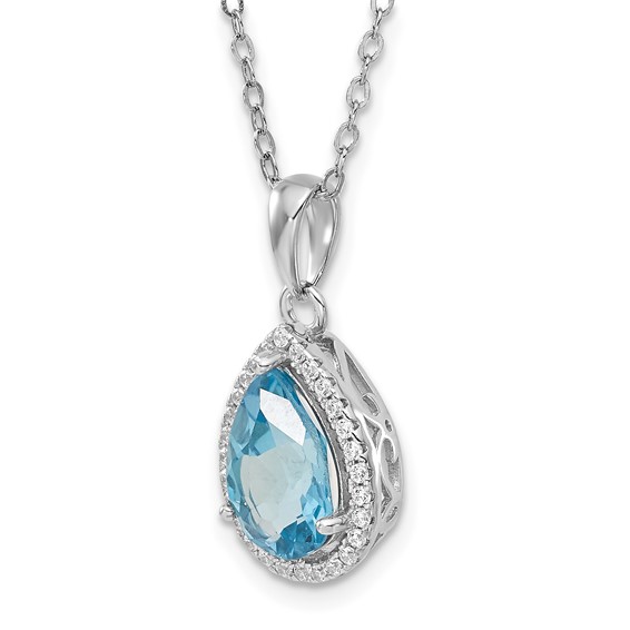 Sterling Silver Rhodium Birthstone & CZ Necklaces