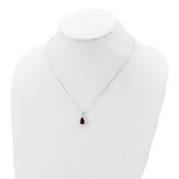 Sterling Silver Rhodium Polished Garnet & CZ Necklace view 4