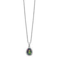 Sterling Silver Rhodium Polished Mystic Topaz & CZ Necklace view 2