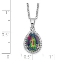 Sterling Silver Rhodium Polished Mystic Topaz & CZ Necklace view 3
