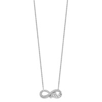 Sterling Silver Rhodium Diam. Infinity Symbol Love Necklace view 2