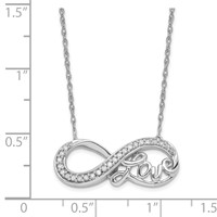 Sterling Silver Rhodium Diam. Infinity Symbol Love Necklace view 3