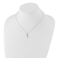 Sterling Silver Rhodium-plated 6-7mm White Near-Round Freshwater Cultured Pearl and CZ Necklace, 17" view 4