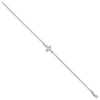 Sterling Silver Rhodium-plated Jesus Cross Anklet view 2