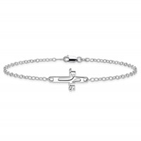Sterling Silver Rhodium-plated Jesus Cross Anklet view 3