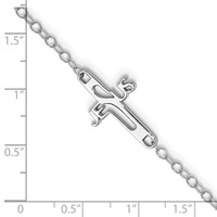 Sterling Silver Rhodium-plated Jesus Cross Anklet view 4