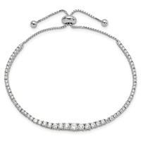 Sterling Shimmer Sterling Silver Rhodium-plated 67 Stone Graduated CZ Adjustable 5 Inch Up to 9 Inch Bracelet view 3