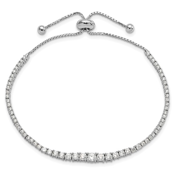 Sterling Silver CZ Adjustable Bracelet