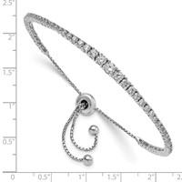 Sterling Shimmer Sterling Silver Rhodium-plated 67 Stone Graduated CZ Adjustable 5 Inch Up to 9 Inch Bracelet view 2