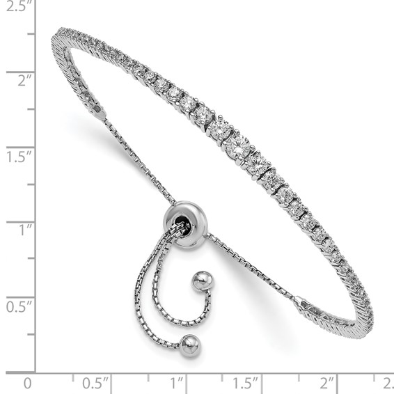 Sterling Silver CZ Adjustable Bracelet