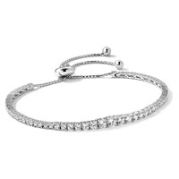 Sterling Shimmer Sterling Silver Rhodium-plated 67 Stone Graduated CZ Adjustable 5 Inch Up to 9 Inch Bracelet view 5