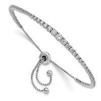 Sterling Shimmer Sterling Silver Rhodium-plated 67 Stone Graduated CZ Adjustable 5 Inch Up to 9 Inch Bracelet view 1