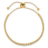 Sterling Shimmer Sterling Silver Gold-tone Flash Gold-plated 67 Stone Graduated CZ Adjustable Up to 9 Inch Bracelet, 5" view 4