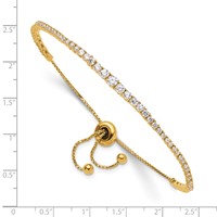 Sterling Shimmer Sterling Silver Gold-tone Flash Gold-plated 67 Stone Graduated CZ Adjustable Up to 9 Inch Bracelet, 5" view 3