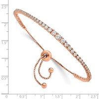 Sterling Shimmer Sterling Silver Rose-tone Flash Rose Gold-plated 67 Stone Graduated CZ Adjustable Up to 9 Inch Bracelet, 5" view 2