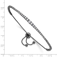 Sterling Shimmer Sterling Silver Black Rhodium-plated 67 Stone Graduated CZ Adjustable Up to 9 Inch Bracelet, 5" view 3