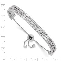 Sterling Shimmer Sterling Silver Rhodium-plated 205 Stone CZ Adjustable Up to 9 Inch Bracelet, 5" view 3