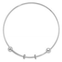 Sterling Silver Rhodium-plated Polished Expandable Slip-on Bangle view 2