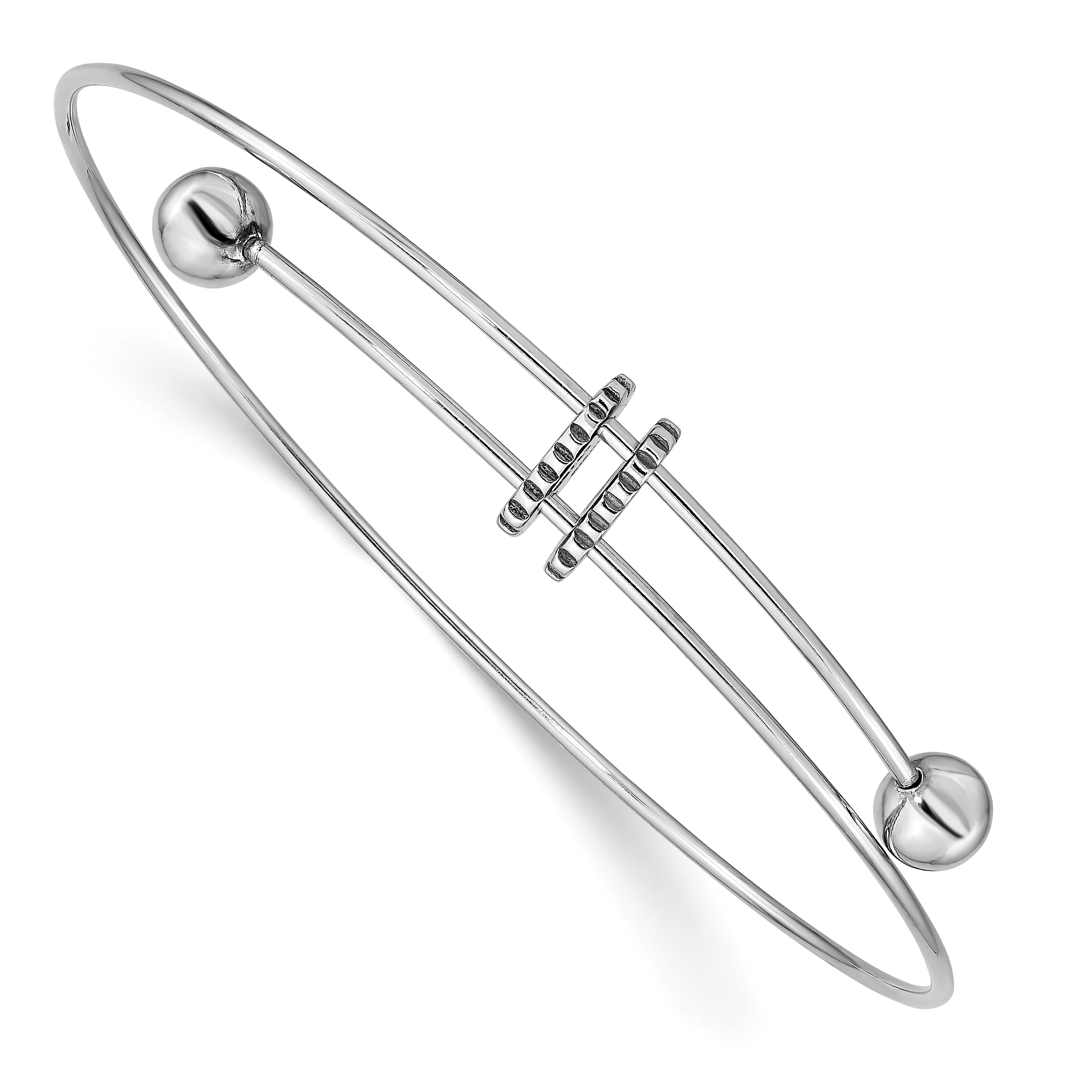Sterling Silver Rhodium-plated Polished Expandable Bangle (QG4169)