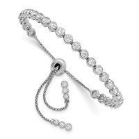 Sterling Shimmer Sterling Silver Rhodium-plated 34 Stone CZ Adjustable Bracelet view 1