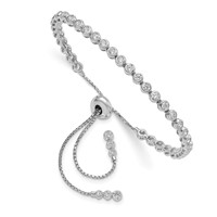 Sterling Shimmer Sterling Silver Rhodium-plated 44 Stone CZ Adjustable Bracelet view 1
