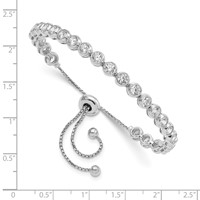 Sterling Shimmer Sterling Silver Rhodium-plated 26 Stone CZ Adjustable Bracelet view 2