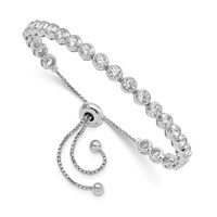 Sterling Shimmer Sterling Silver Rhodium-plated 26 Stone CZ Adjustable Bracelet view 1