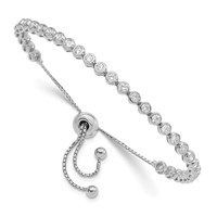 Sterling Shimmer Sterling Silver Rhodium-plated 33 Stone CZ Adjustable Bracelet view 1