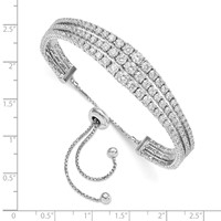 Sterling Shimmer Sterling Silver Rhodium-plated 177 Stone Graduated CZ 3 Strand Adjustable Bracelet view 2