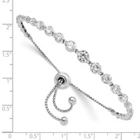 Sterling Shimmer Sterling Silver Rhodium-plated 29 Stone CZ Adjustable Up to 8.75 Inch Bracelet, 5" view 2