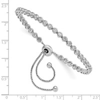 Sterling Shimmer Sterling Silver Rhodium-plated 34 Stone CZ Adjustable Up to 9 Inch Bracelet, 5" view 2