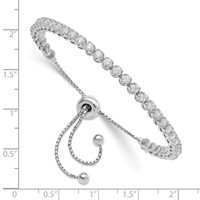 Sterling Shimmer Sterling Silver Rhodium-plated 39 Stone CZ Adjustable Bracelet view 2