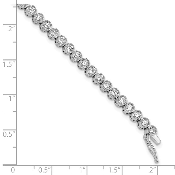 Sterling Shimmer Sterling Silver Rhodium-plated 7 inch 45 Stone CZ Tennis Bracelet