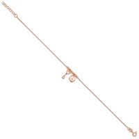 Sterling Silver Rose-tone Heart Lock and Key Plus 1 Inch Extender - Total 10 Inch Anklet, 9" view 2