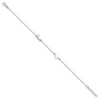 Sterling Silver Rhodium-plated Heart Love Script Plus 1 Inch Extender - Total 10 Inch Anklet, 9" view 2
