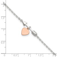 Sterling Silver Arrow Anklet with Rose-tone Heart Plus 1 Inch Extender - Total 11 Inch, 10" view 5