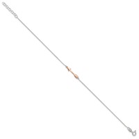 Sterling Silver Anklet with Rose-tone Arrow Plus 1 Inch Extender - Total 10 Inch, 9" view 2