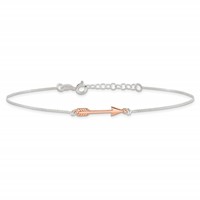 Sterling Silver Anklet with Rose-tone Arrow Plus 1 Inch Extender - Total 10 Inch, 9" view 3