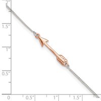 Sterling Silver Anklet with Rose-tone Arrow Plus 1 Inch Extender - Total 10 Inch, 9" view 5