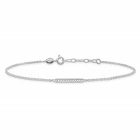 Sterling Silver CZ Bar Plus 1 Inch Extender - Total 10 Inch Anklet, 9" view 3