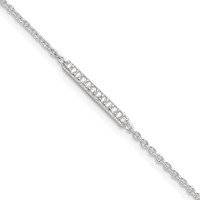 Sterling Silver CZ Bar Plus 1 Inch Extender - Total 10 Inch Anklet, 9" view 1