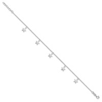 Sterling Silver Starfish Dangles Plus 1 Inch Extender - Total 10 Inch Anklet - 9in view 2