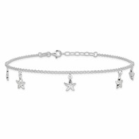 Sterling Silver Starfish Dangles Plus 1 Inch Extender - Total 10 Inch Anklet - 9in view 3