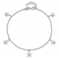 Sterling Silver Starfish Dangles Plus 1 Inch Extender - Total 10 Inch Anklet - 9in view 4