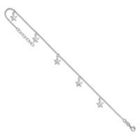 Sterling Silver Starfish Dangles Plus 1 Inch Extender - Total 10 Inch Anklet - 9in view 5